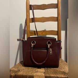 Deep red shoulder or arm purse